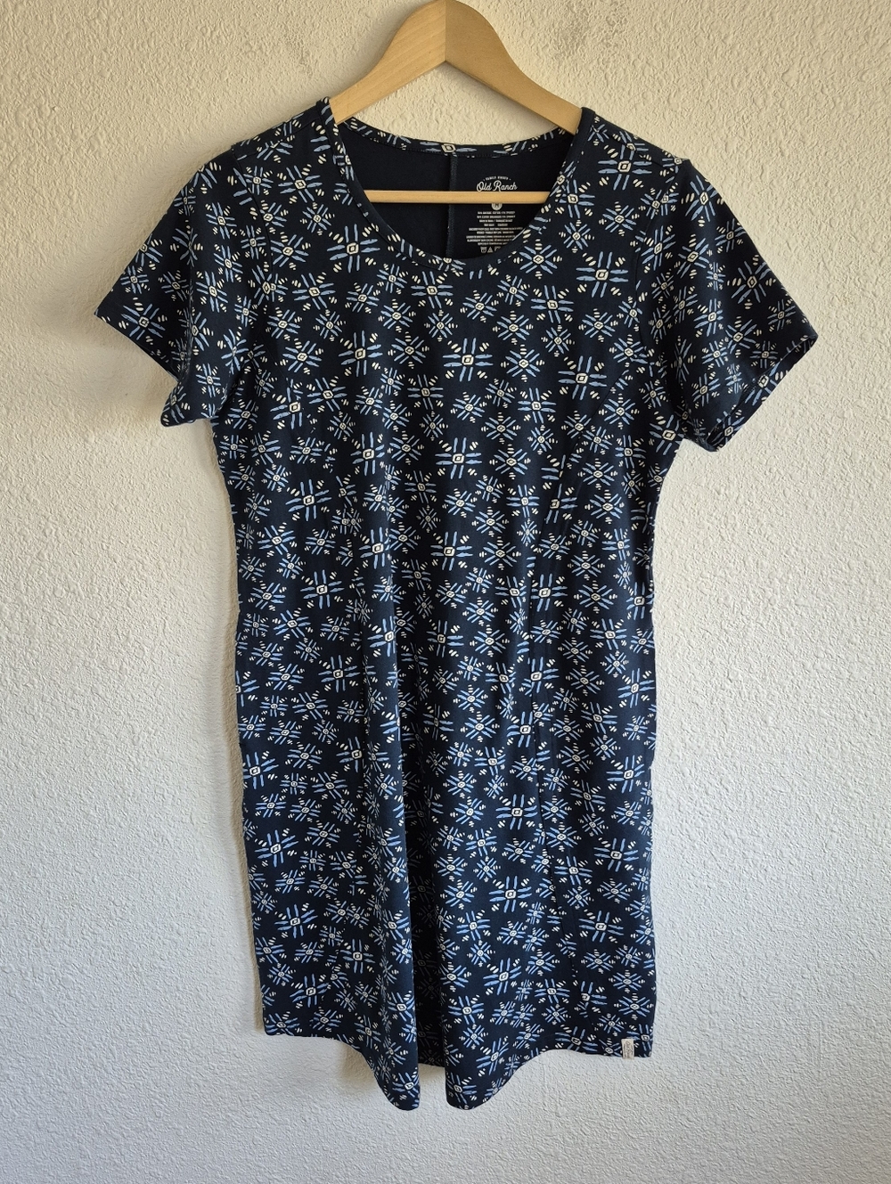 NWOT Old Ranch Western Style T Shirt Mini Dress Blue Womens Size M